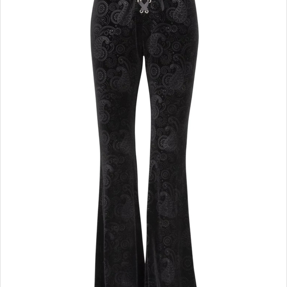 Elegant Black Paisley Flare Pants - Picture 1 of 2